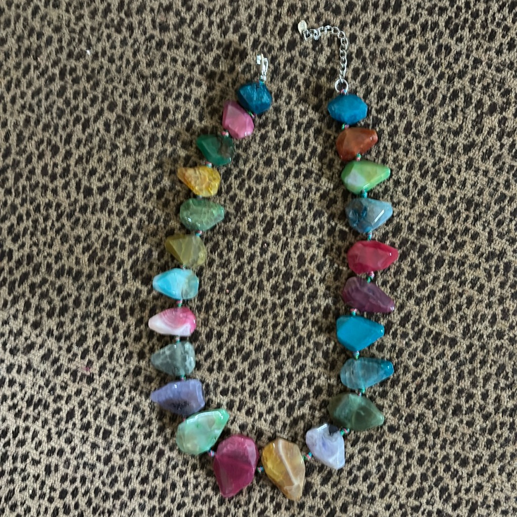 Lucoral Polished Dyed Quartz Teardrop Necklace